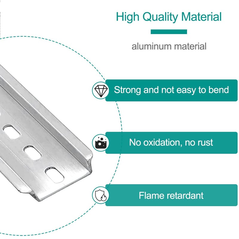 DKARDU Din Rail Slotted 35mm Aluminum, 6 PCS Clamp DIN Rails, with Mounting Screws, 12 Inches 30 CM Long, 35mm Wide, 7.5mm High for Terminal Block Relay - Image 4